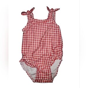 Cat & Jack Red Gingham Checkered Baby Swim Suit